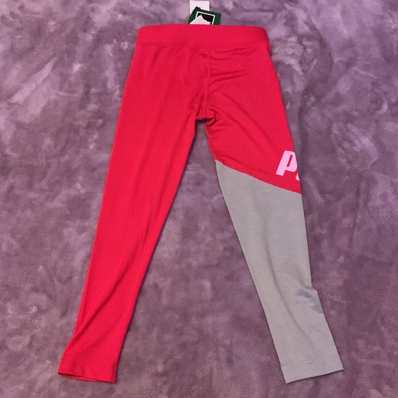 Puma Pink and gray leggings with baby pink writing that says puma.  S (7) Girls - Picture 2 of 4